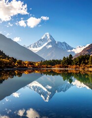 Majestic Mountain Reflection in Serene Alpine Lake.