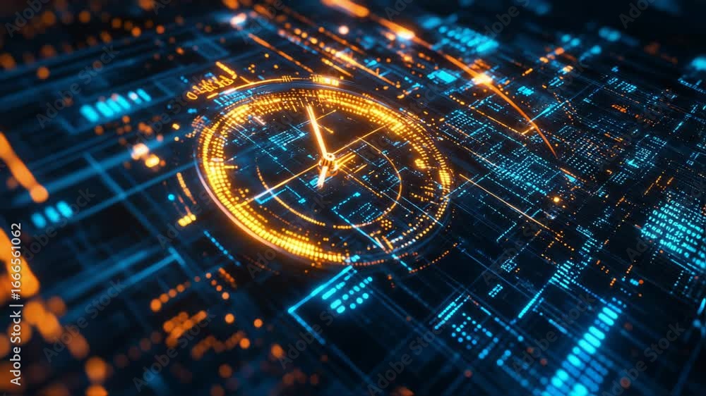 Poster envision the concept of time control using a digital clock, clearly displayed within the palm of an 
