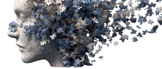 Alzheimer awareness day, dementia diagnosis, Parkinsn´s disease, memory loss dsorder, brain with puzzle ieces,