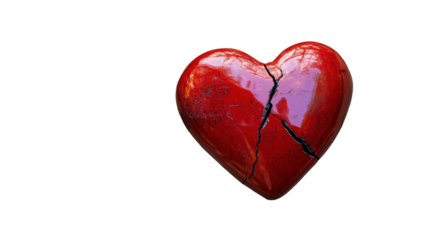 Broken Red Heart Symbol Isolated on White Background