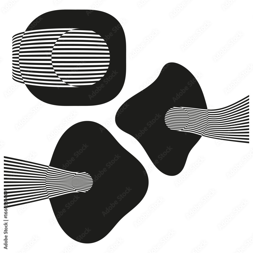 Poster abstract organic shapes. wavy stripe pattern. black fluid forms vector. modern graphic element. eps 
