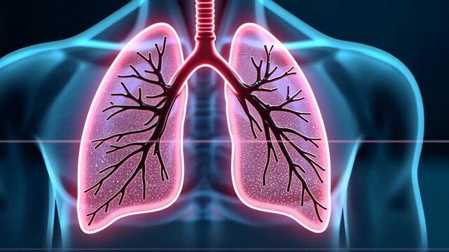 Lungs, respiratory health, pulmonary function. Organ anatomy. Bronchial tubes widen with deep breathing. Alveoli transfer aids efficient respiration. Lung capacity enhances overall endurance.