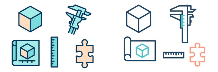 Obraz premium Vector art of measurement tools and geometric shapes