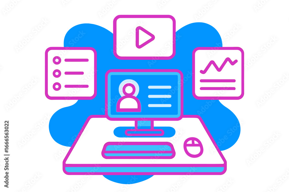 Poster vector art of a computer interface with data elements