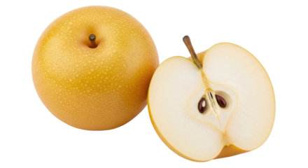 Isolated Asian Pear and Cross-Section