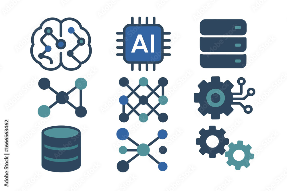 Poster vector art of tech elements highlighting artificial intelligence