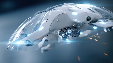 Futuristic medical drone spraying protection shield, 3D illustration.