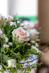 Light cream roses in a bouquet