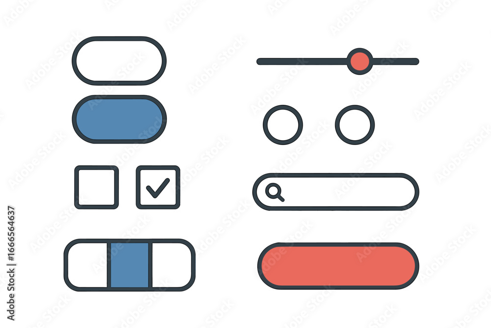 Poster vector illustration of various user interface elements for web design