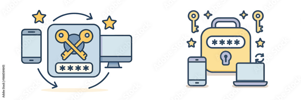 Poster digital security keys with devices for safe online access