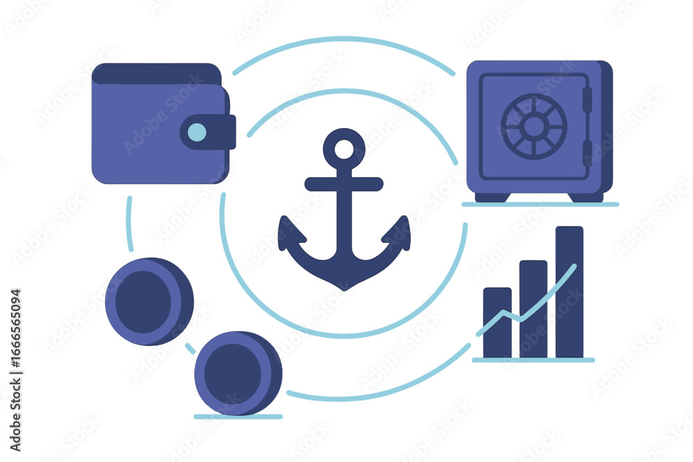 Poster Visual representation of secure finance concepts with anchor symbol