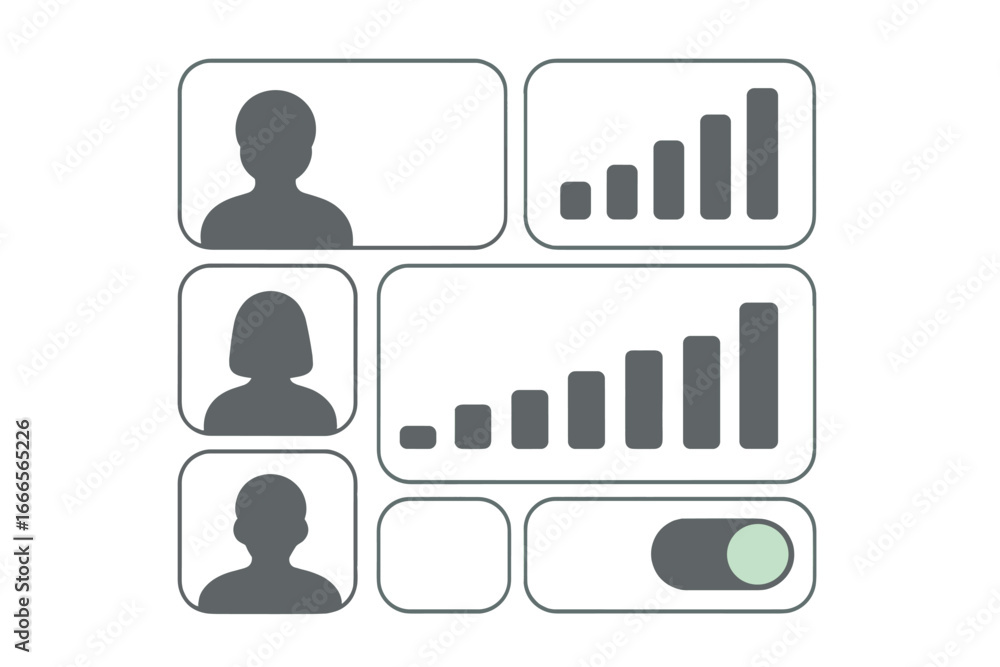 Poster vector illustration of user profiles and data analytics display design