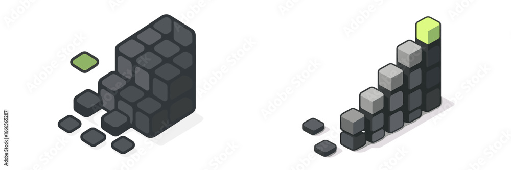 Poster modern vector illustration of 3d bar graphs with different heights