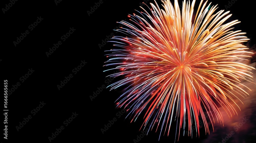 Aufkleber colorful fireworks burst illuminating night sky with dynamic patterns and glowing trails, creating v