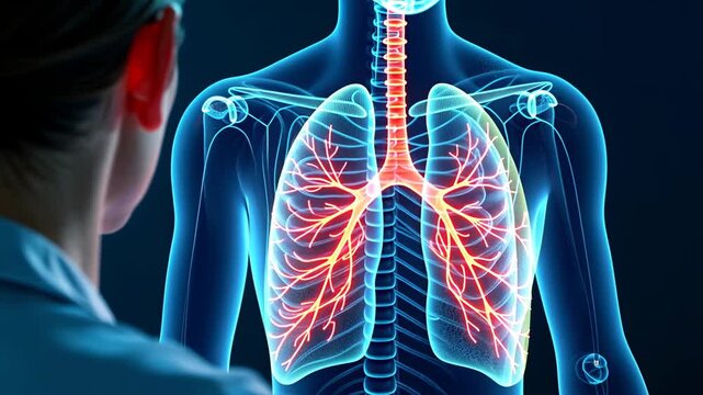 Lungs, lung function, respiratory health. Breathing anatomy. Alveoli expand during deep inhalation. Bronchi dilation enhances air flow. Pulmonary efficiency supports overall wellness.