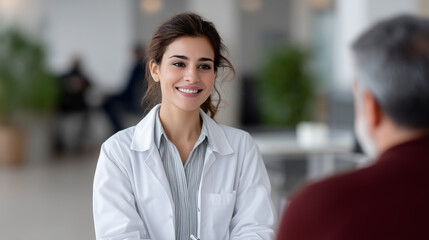 A mid-adult Indian doctor consulting with a patient, healthcare professional, doctor consultation, medical care, patient support, hospital interaction