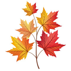 Fototapeta premium Autumn Maple Leaves Branch Illustration, Isolated on Transparent Background, fall foliage, design element, autumn, leaves, illustration