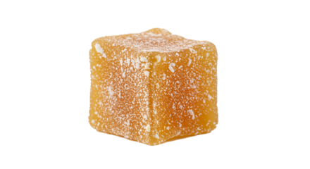 Isolated orange gummy candy cube sweet treat confectionery sugar coated delicious food dessert confection yummy on transparent background