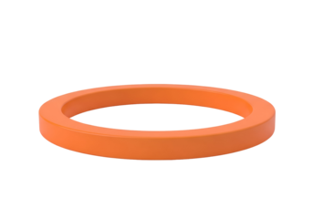 A vibrant, solid, flat orange ring stands out against a black background.