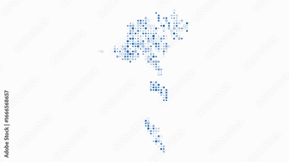 Poster faeroe islands map animation. shape of the country with pulsating colored dots. small size rounded s