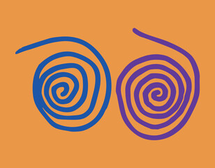 abstract colorful background labyrinth drawing by hand, spiral circles