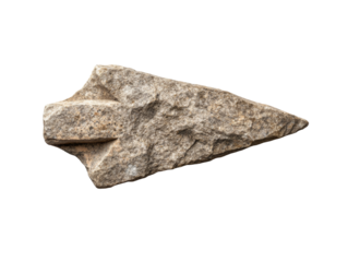 Ancient stone arrowhead isolated on black background