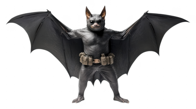 Creative depiction of a bat-like character in an transparent and imaginative setting