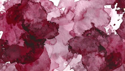 Fototapeta premium Abstract watercolor stains in deep maroon and muted pinks.