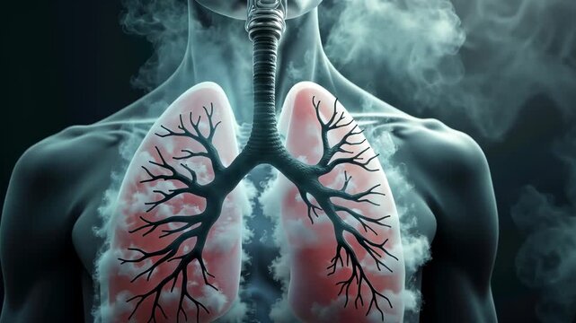 Lungs, lung health, respiratory function. Air exchange. Bronchioles dilate during deep inhales. Alveoli expansion maximizes oxygen uptake. Pulmonary ventilation supports steady breathing.