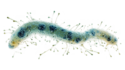 transparent representation of a microscopic organism with vibrant colors and textures