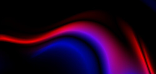 Fototapeta premium Dark blue digital abstract background with ultraviolet neon glow, blurry light lines, waves