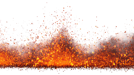 Fire Sparks Isolated with Glowing Embers on Transparent Background