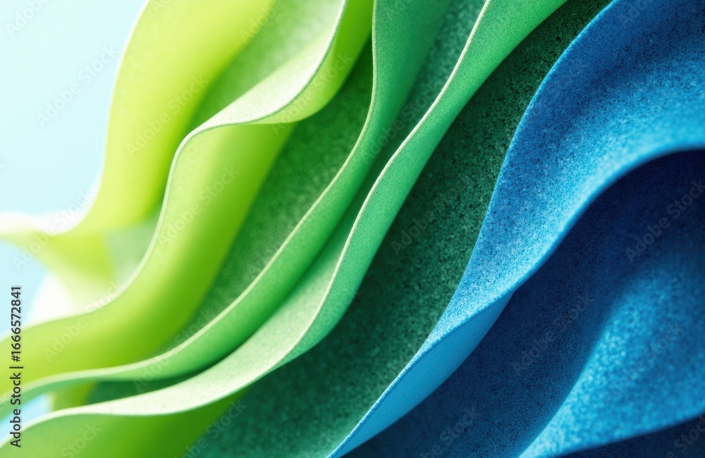Poster colorful paper sheets layered in a flowing pattern creating a vibrant abstract background