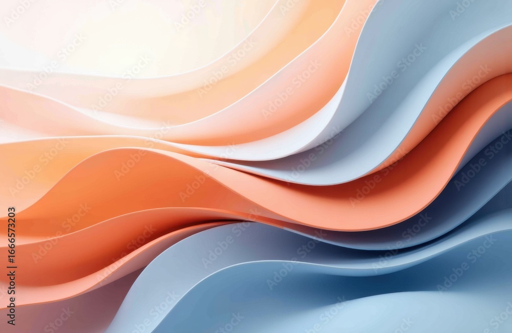 Poster soft pastel-colored abstract waves creating smooth flowing movement in a modern design style