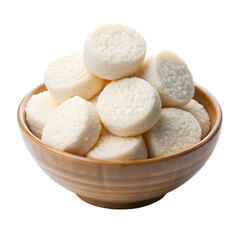 Fototapeta premium Pile of round sweet pastries in a bowl isolated on transparent background
