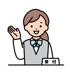 案内をする受付の女性のイラスト素材