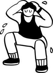 hand drawn cute character illustration of people exercising.