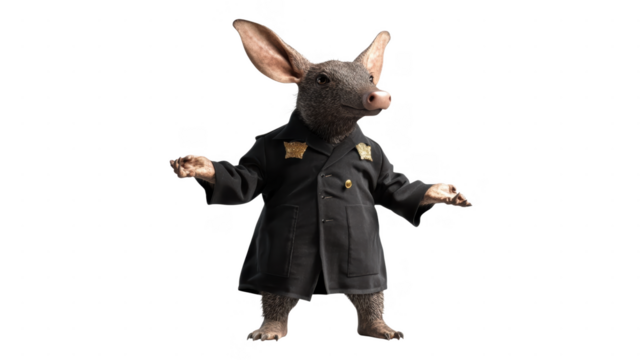 Quirky animal character dressed as a police officer in an transparent background
