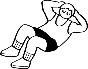 hand drawn cute character illustration of people exercising.