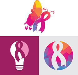 Pink Ribbon Butterfly Logo – Breast Cancer Awareness Symbol, Hope, Charity and Women’s Health Icon