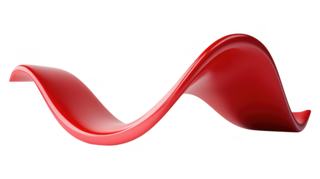 Modern red transparent sculpture with flowing curves and dynamic shape in minimalist design - Powered by Adobe