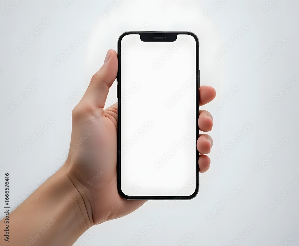 Poster showcase your app with a modern smartphone in hand, featuring a blank screen for impactful messaging