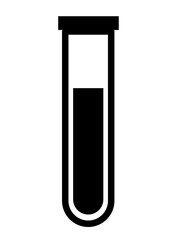 Medical test tube icon, on transparent background, flat line design, vector illustration