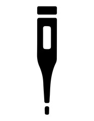 Medical thermometer icon, on transparent background, flat line design, vector illustration