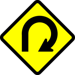Indonesian Road Sign : Curve Around To The Right Warning sign