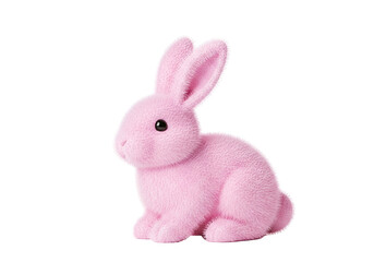 Obraz premium A charming, light pink plush bunny figurine sits against a pure black background.
