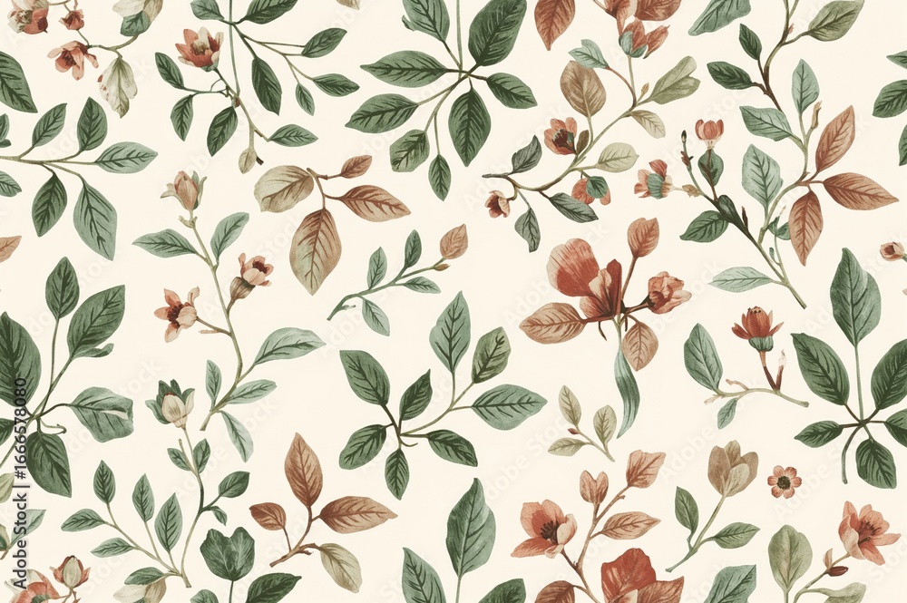 Poster sophisticated repeating design featuring fine foliage. 2d hand-sketched botanical backdrop ideal for