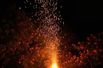 Flames erupting from agal during celebration