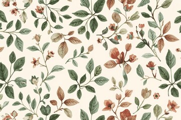 Sophisticated repeating design featuring fine foliage. 2D hand-sketched botanical backdrop ideal for textiles, wall coverings, covers, banners, and invites.