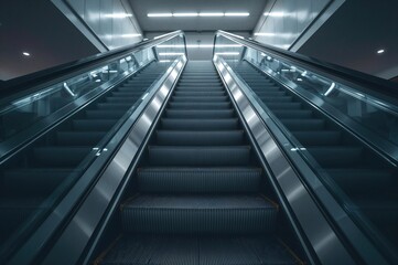 Conceptual view of escalators symbolizing smooth progress